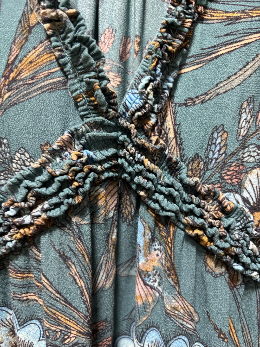 Free People Purple Haze Tunic Top Small Teal Hummingbird Tiered Fairycore Boho - Picture 7 of 8
